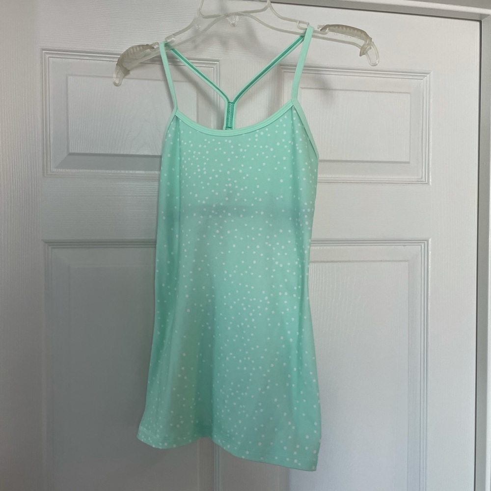 LULULEMON TANK teal with white dots